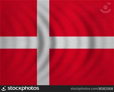 Danish national official flag. Patriotic symbol, banner, element, background. Correct colors. Flag of Denmark wavy with real detailed fabric texture, accurate size, illustration