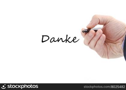 Danke text concept isolated over white background