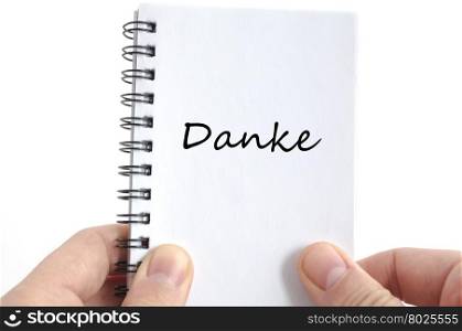 Danke text concept isolated over white background
