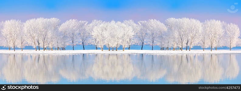 Danube river in winter time