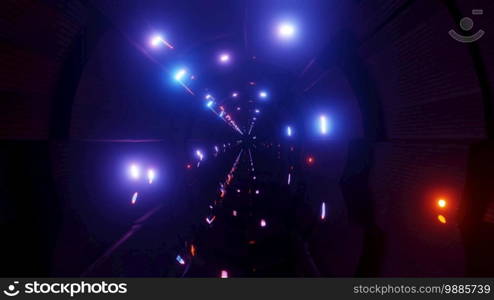 Dark 4k uhd glowing neon tunnel 3d illustration design artwork background wallpaper. Dark glowing neon tunnel 3d illustration design artwork background wallpaper