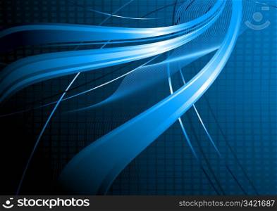 Dark abstract background with waves and lines