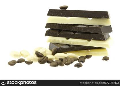 dark and white chocolate isolated on white