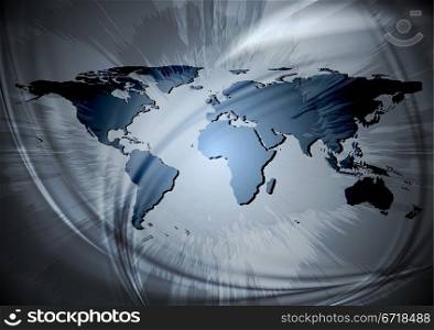 Dark background with world map. Eps 10 vector