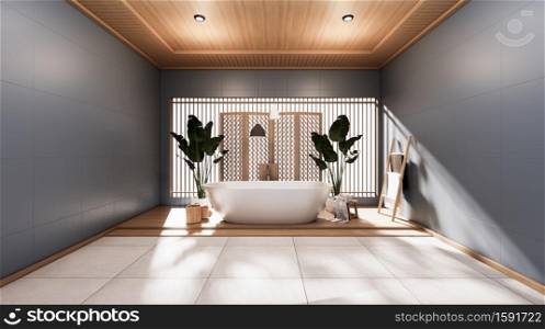 dark bathroom japanese style .3D rendering