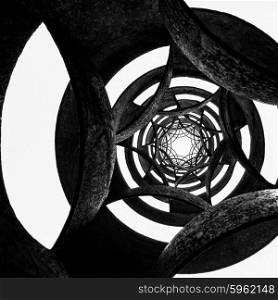 dark black and white circular background