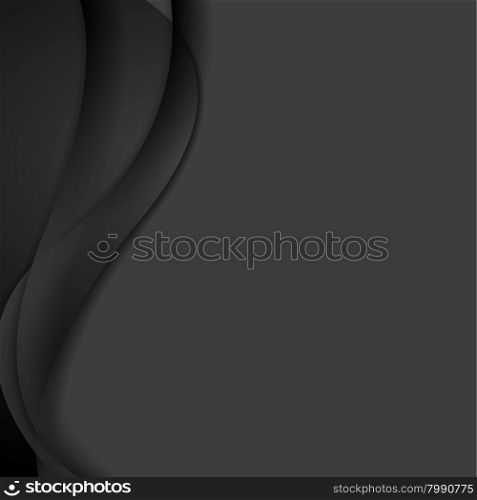 Dark black smooth waves background. Dark black smooth waves abstract background