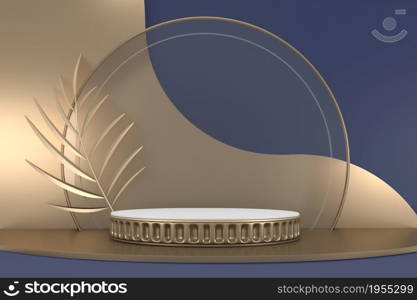 Dark blue adstract , podium for cosmetic product. 3d rendering