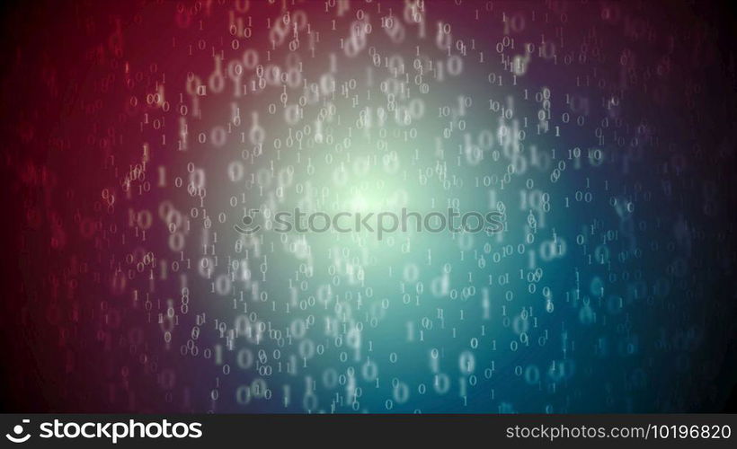 Dark blue and red technology binary code background. Dark blue red technology binary code background