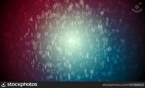 Dark blue and red technology binary code background. Dark blue red technology binary code background