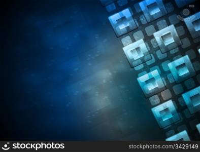 Dark blue background with squares. Eps 10 vector