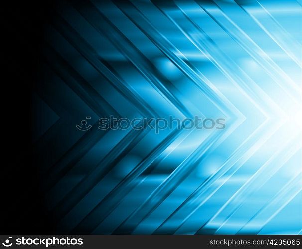 Dark blue hi-tech background. Bright arrow. Eps 10 vector illustration
