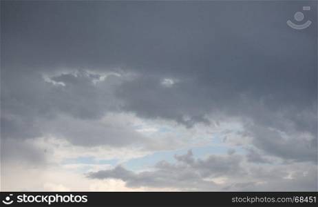 dark blue sky with clouds background. stormy dark blue sky with clouds useful as a background