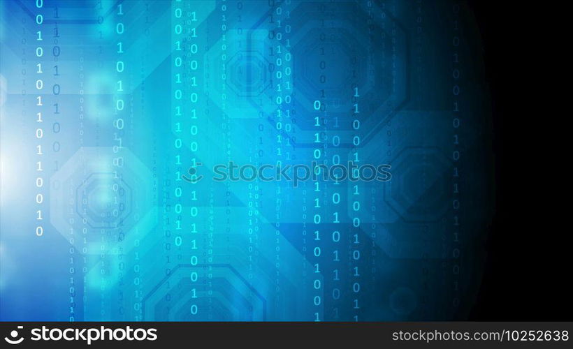 Dark blue technology background with binary code