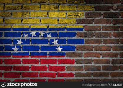 Dark brick wall texture - flag painted on wall - Venezuela
