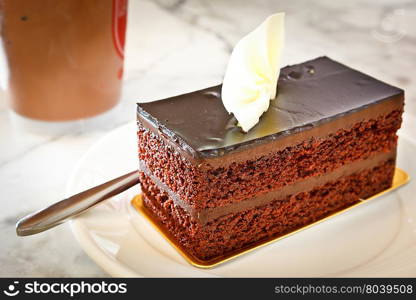 Dark chocolate cake for coffee break