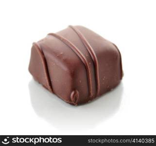 dark chocolate candy on white background