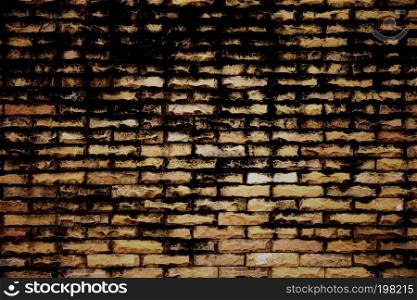 Dark color of old brick wall for the background.