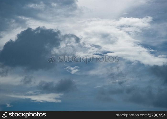 Dark cumuluc clouds on the sky, background