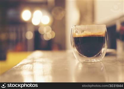 dark espresso coffee in cafe
