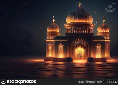 Dark Exciting Ramadan Concept Card. Illustration AI Generative
