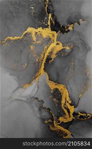 Dark gold abstract background of marble liquid ink art painting on paper . Image of original artwork watercolor alcohol ink paint on high quality paper texture .. Dark gold abstract background of marble liquid ink art painting on paper .