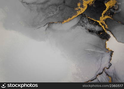 Dark gold abstract background of marble liquid ink art painting on paper . Image of original artwork watercolor alcohol ink paint on high quality paper texture .. Dark gold abstract background of marble liquid ink art painting on paper .