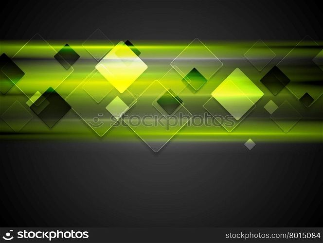 Dark green glowing tech background. Dark green glowing tech background with squares