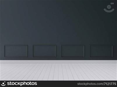 dark green modern wall and wooden floor for mock up and copy space ,3d rendering