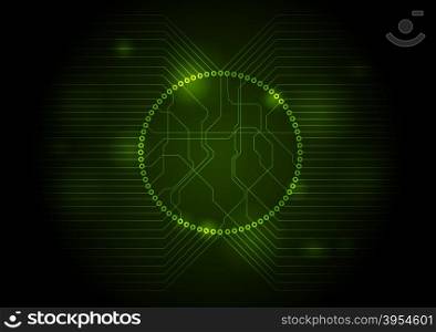 Dark green tech circuit board background