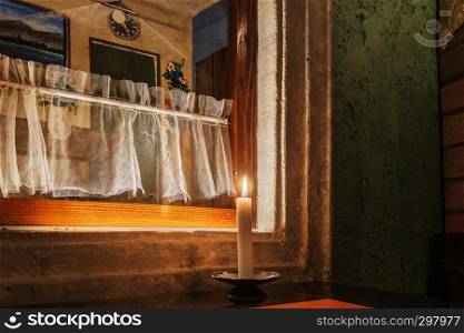 dark interior design with candle lumination