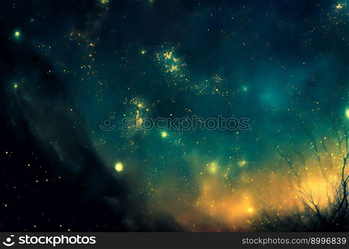 Dark Night Starry Sky Background.  Image created with Generative AI technology 