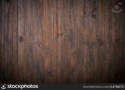 Dark old wooden planks table texture background top view