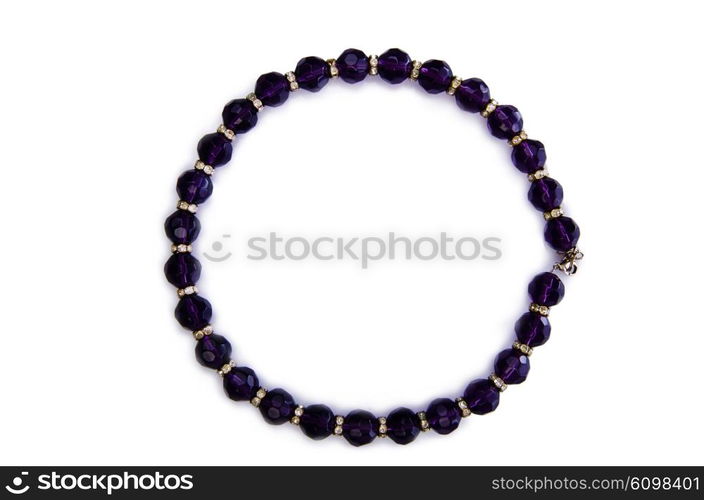 Dark pearl necklace isolated on the white