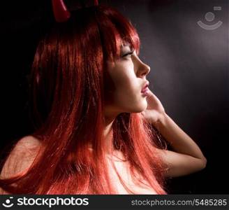 dark picture of naked redhead devil woman