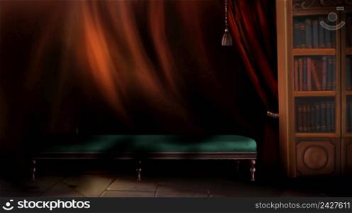 Dark room interior in the style of Fuseli&rsquo;s painting. Digital Painting Background, Illustration.. Room interior in the style of Fuseli&rsquo;s painting 3