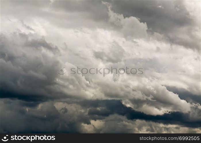 Dark sky with dark clouds before a thunderstorm