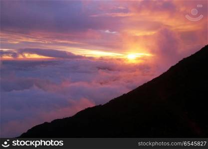 Dark slope of volcano Kerinci in Indonesia