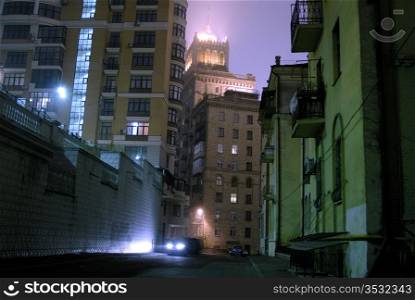 dark street on the old European city