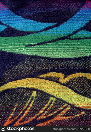 Dark texture terry cloth with bright abstract pattern