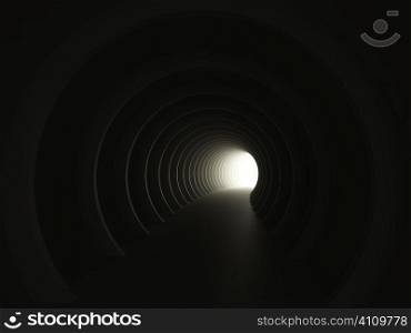 dark tunnel view with light