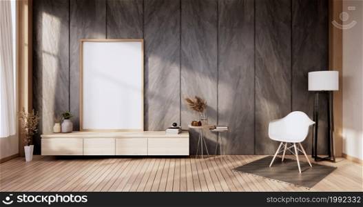Dark wall background with decoration on floor wooden. 3d rendering