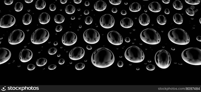 Dark wallpaper with water drops on black background. Generative AI