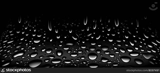 Dark wallpaper with water drops on black background. Generative AI