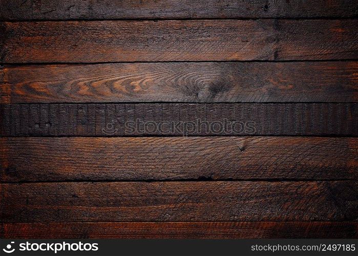 Dark wooden planks table background flatlay