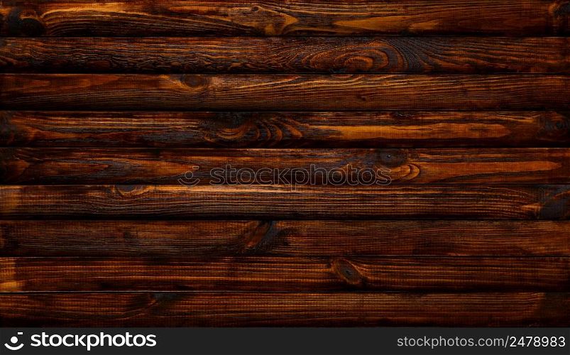 Dark wooden table flat top view background texture