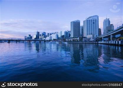 Darling Harbour and skyscrapers in Sydney, Australia.