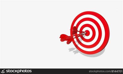 Dartboard Three Arrows Hit Exactly Target, Our Mission,  Achieve You Business Goal, Find Your Destination, 3D Rendering