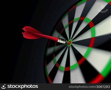 dartboard with arrow on dark background
