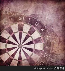 Darts Board in Old Paper Textured Background.